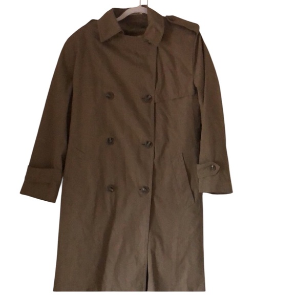 Woman’s fall VTG Y2k retro tan Misty Harbor trench fur Lined long coat - Picture 2 of 15